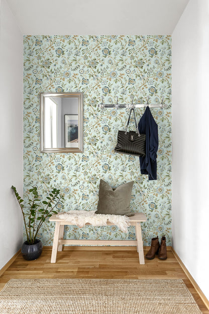 Stacy Garcia Home  Jacobean Floral Trail Floral Vintage Blue   - SG13004