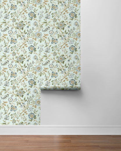 Stacy Garcia Home  Jacobean Floral Trail Floral Vintage Blue   - SG13004