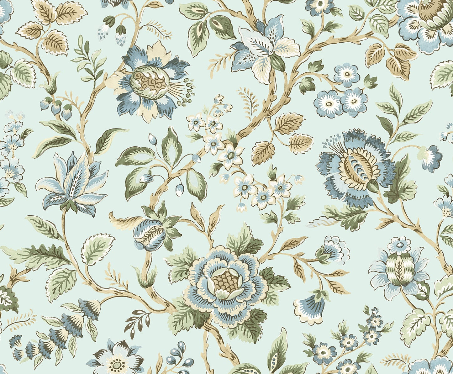 Stacy Garcia Home  Jacobean Floral Trail Floral Vintage Blue   - SG13004