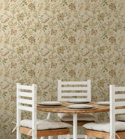 Stacy Garcia Home  Jacobean Floral Trail Floral Vintage Beige   - SG13006