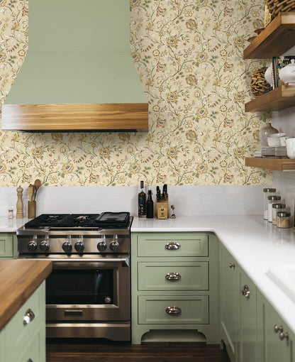 Stacy Garcia Home  Jacobean Floral Trail Floral Vintage Beige   - SG13006