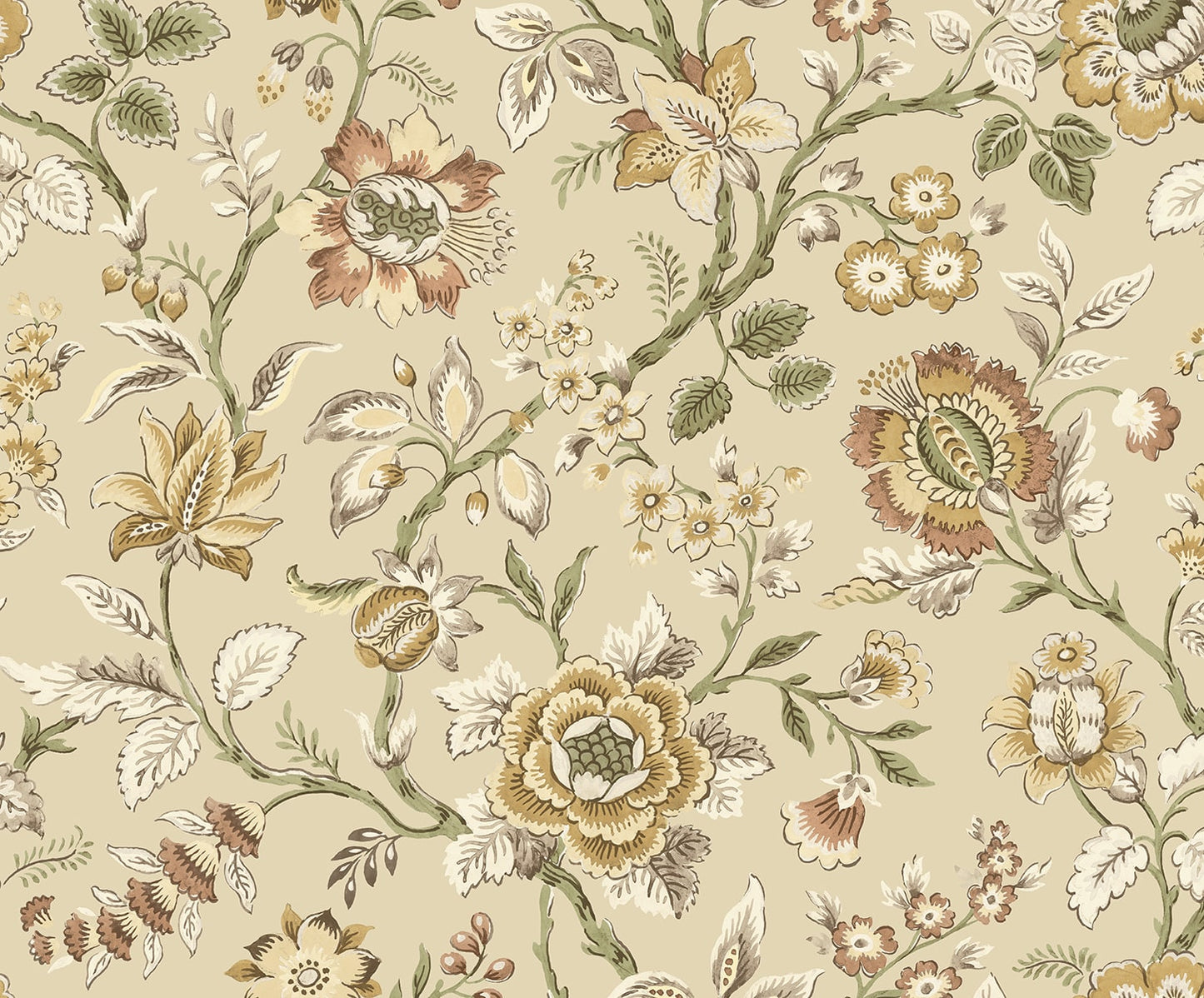 Stacy Garcia Home  Jacobean Floral Trail Floral Vintage Beige   - SG13006