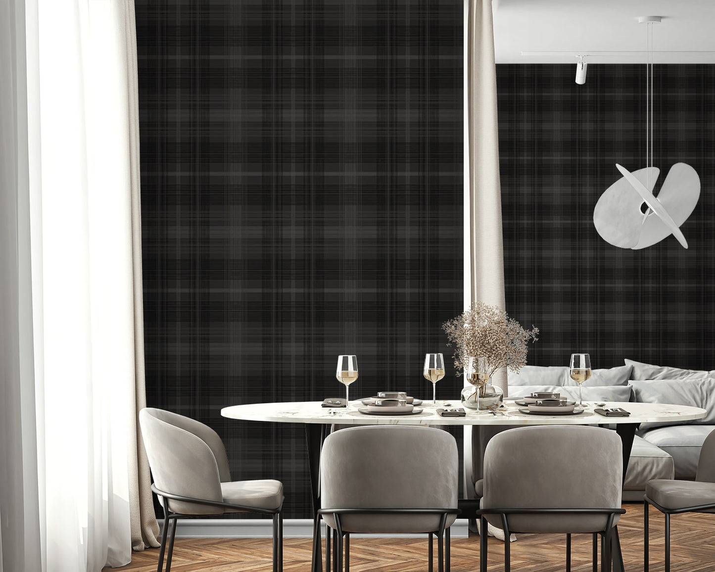 Stacy Garcia Home  Crossroads Plaid Plaid Transitional Black    - SG13100