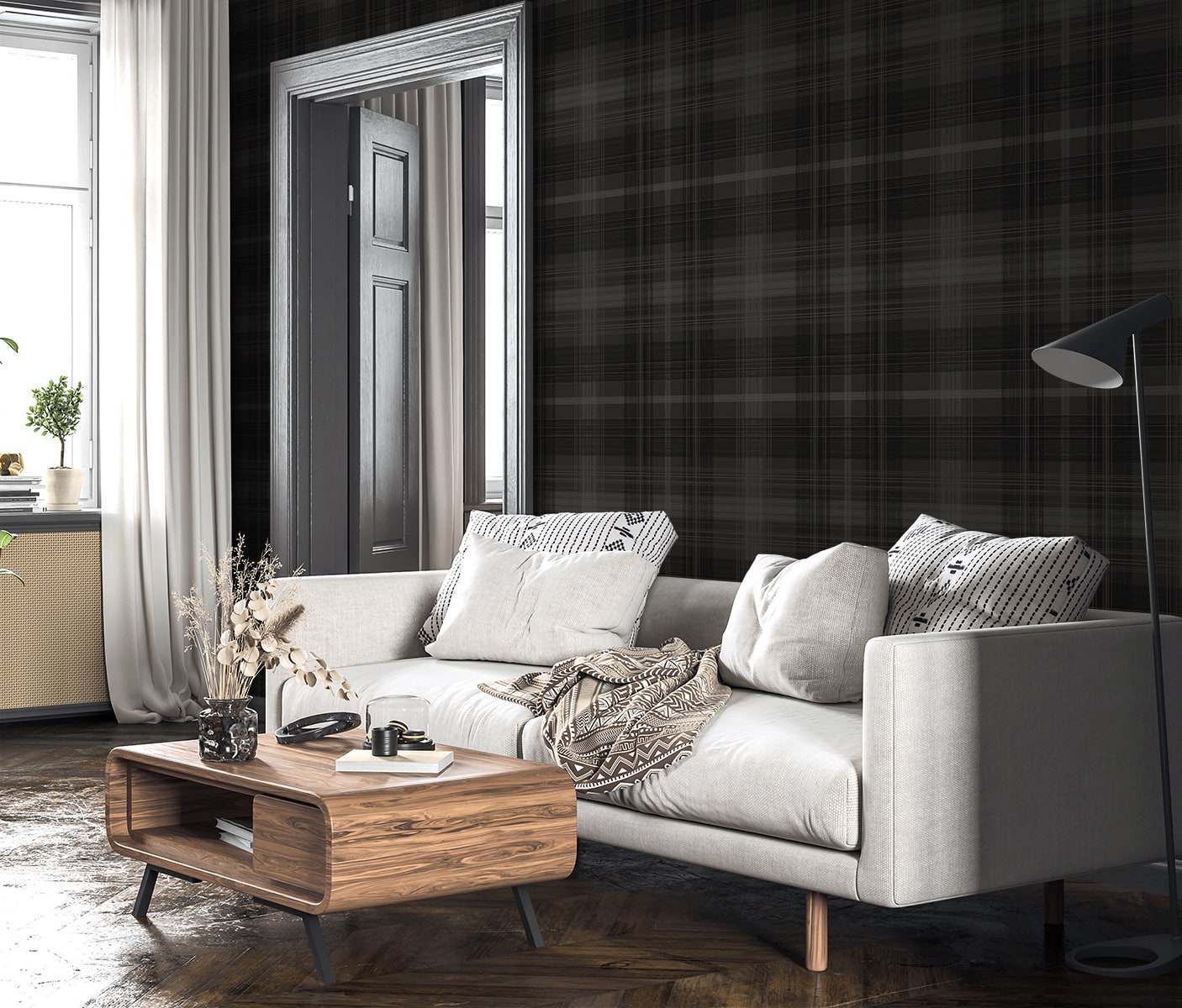 Stacy Garcia Home  Crossroads Plaid Plaid Transitional Black    - SG13100