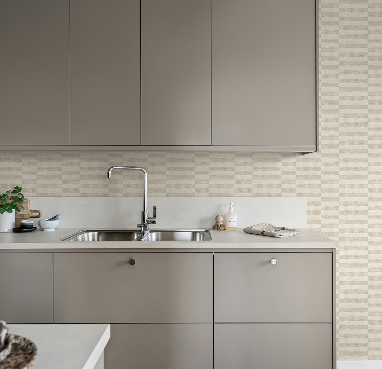 Stacy Garcia Home  Faux Woven Stripe Striped Contemporary Beige   - SG13207