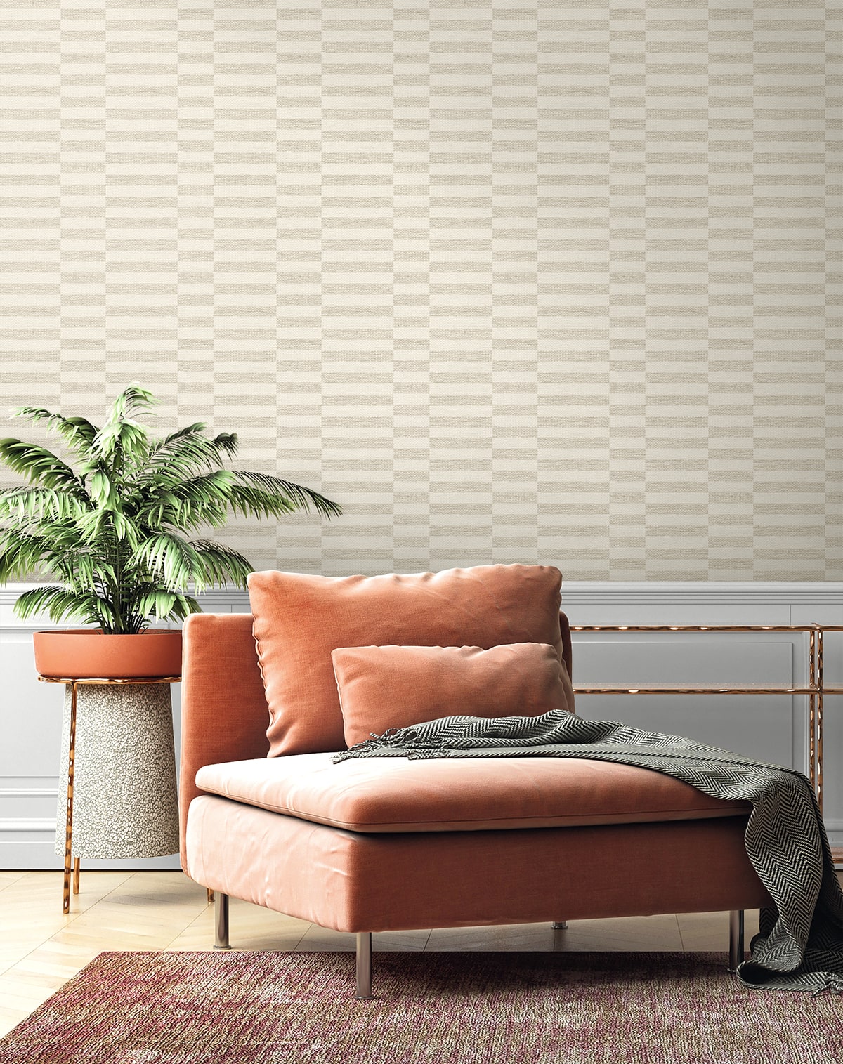 Stacy Garcia Home  Faux Woven Stripe Striped Contemporary Beige   - SG13207