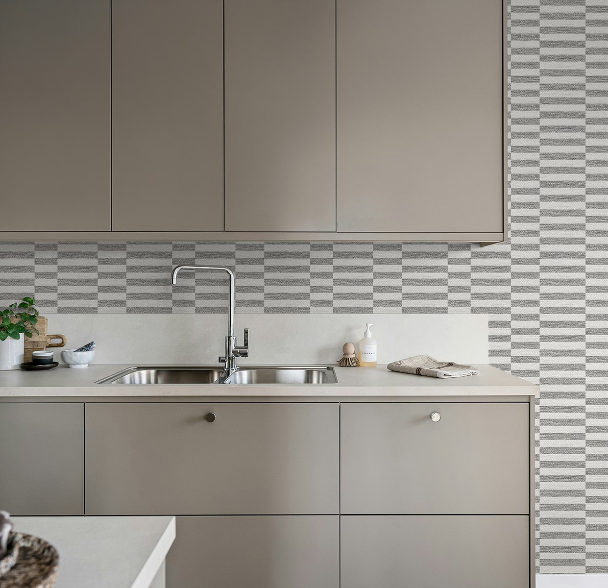 Stacy Garcia Home  Faux Woven Stripe Striped Contemporary Grey   - SG13208