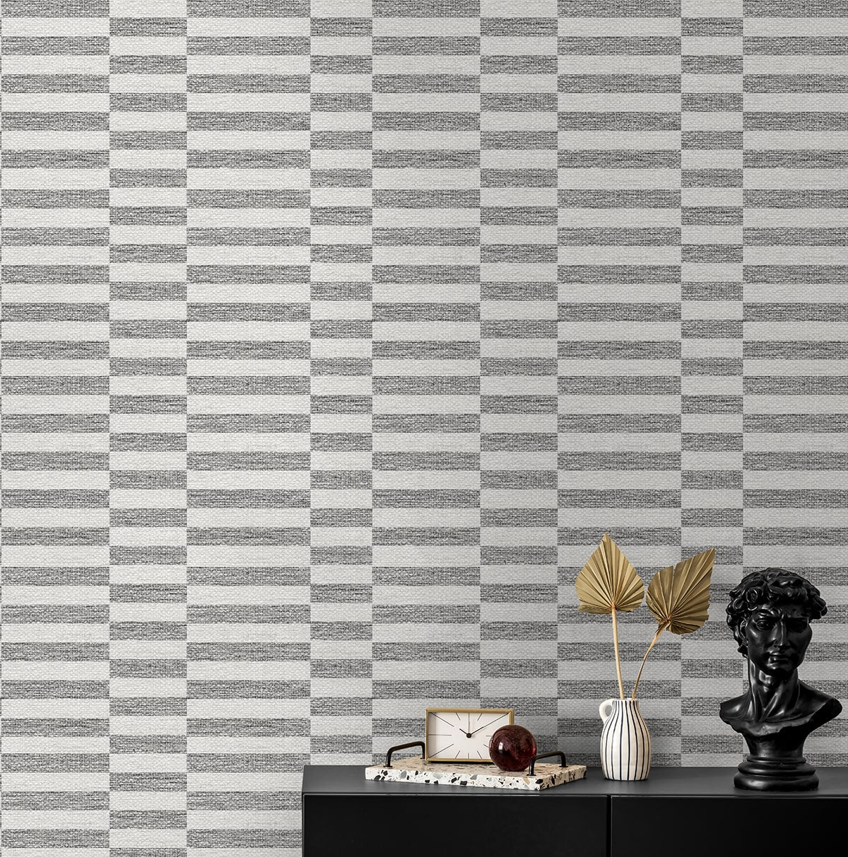 Stacy Garcia Home  Faux Woven Stripe Striped Contemporary Grey   - SG13208