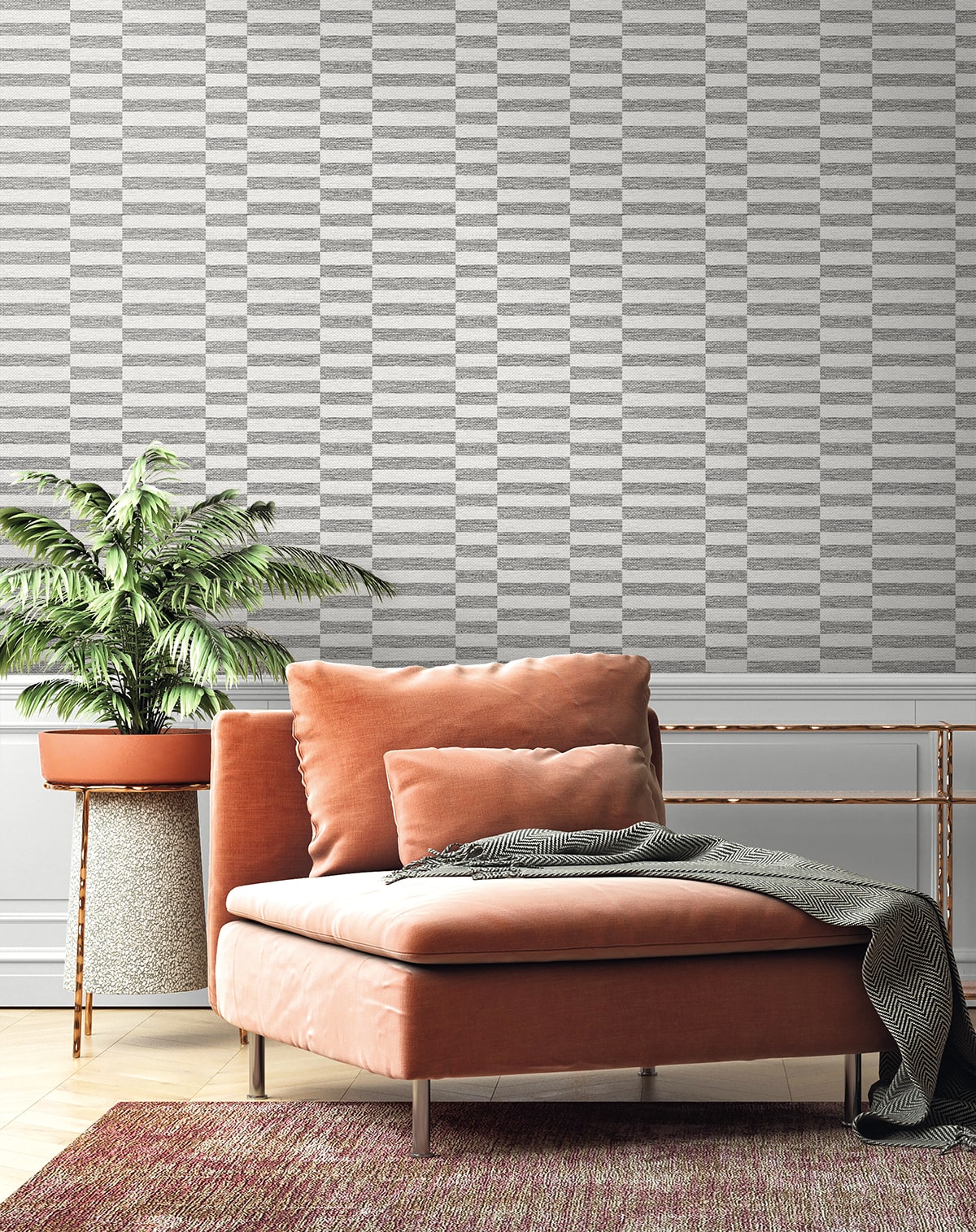 Stacy Garcia Home  Faux Woven Stripe Striped Contemporary Grey   - SG13208