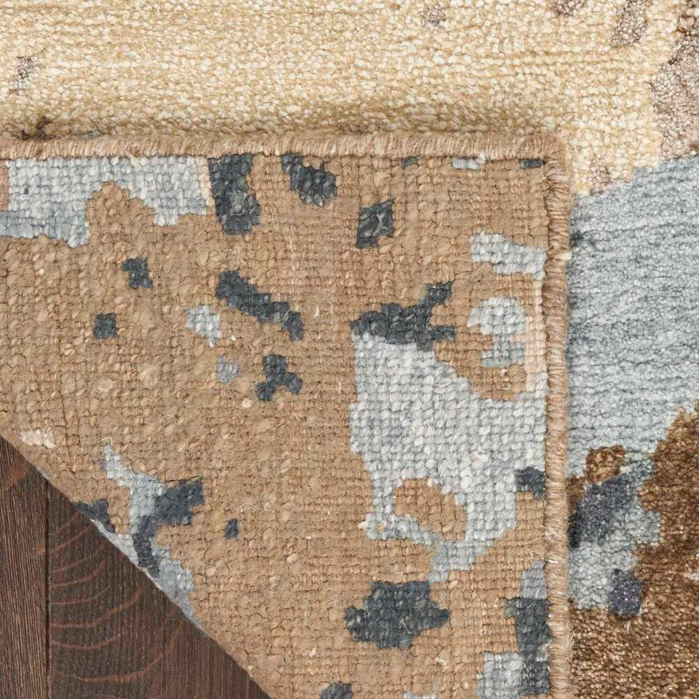 8’ x 10’ Nourison Silk Shadows beige blue abstract area rug, soft modern neutral design with subtle sheen, oversized contemporary living room rug, luxury statement carpet for bedroom, coastal home, or open concept décor.