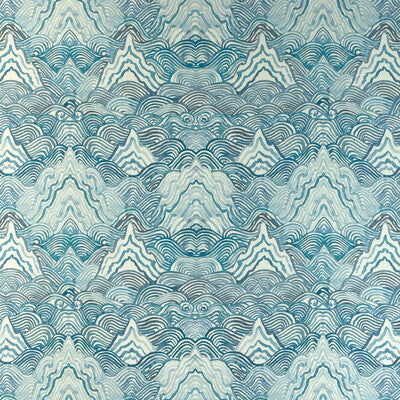 KRAVET COUTURE PRINT ABSTRACT WHITE,INDIGO,BLUE   - SHANGRI LA.5.0