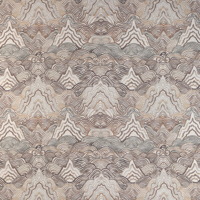 KRAVET COUTURE PRINT ABSTRACT WHITE,BROWN,GREY   - SHANGRI LA.611.0