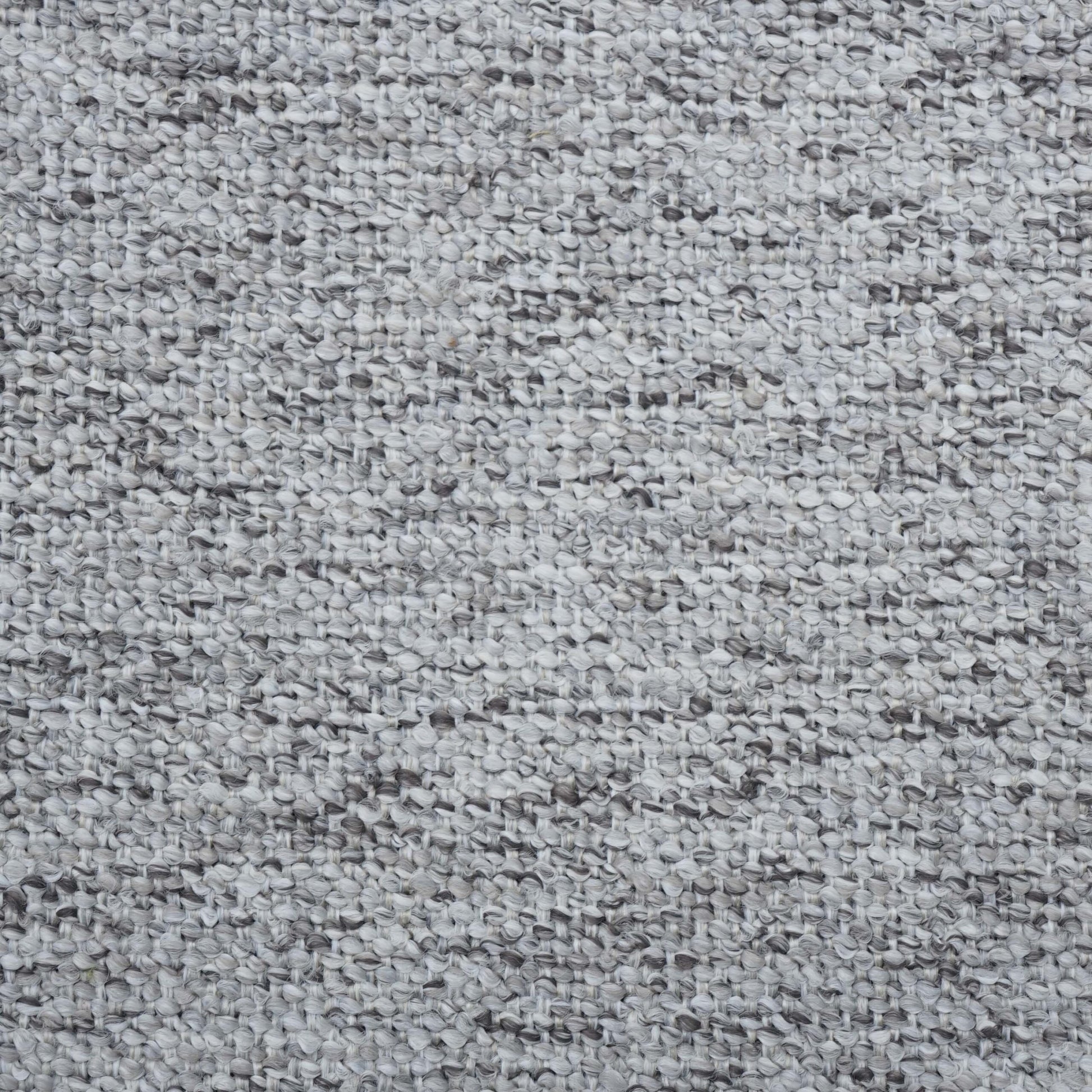 Grey textured boucle woven fabric with a subtle heather pattern.