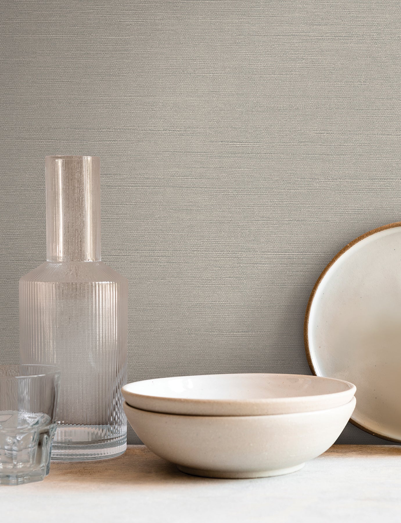 York Wallcoverings Montecito Shimmering Linen Grey Wallpaper Transitional Textures Greys   - SI18551