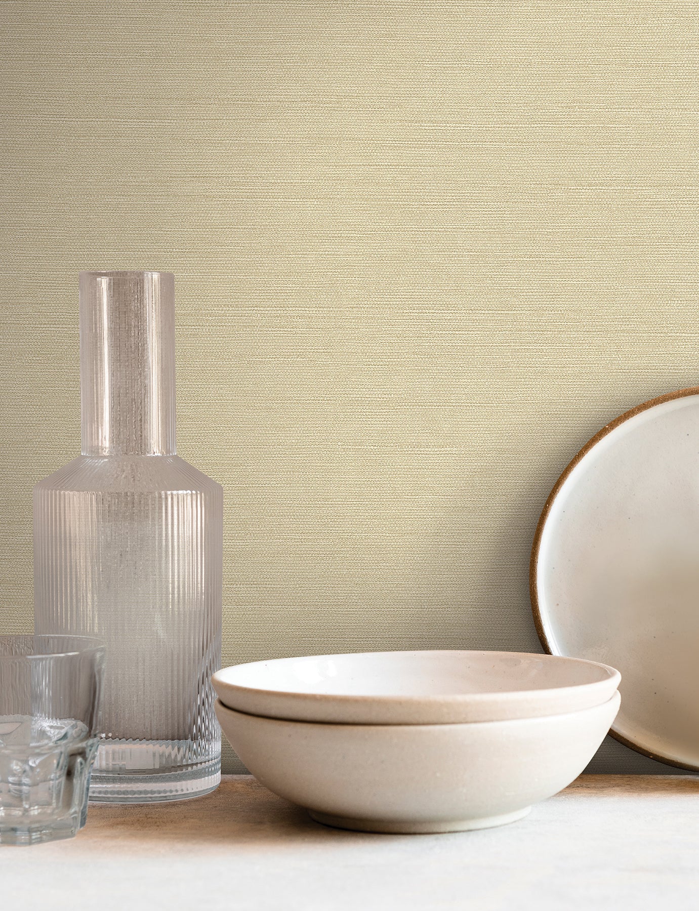 York Wallcoverings Signature Textures Resource Library Shimmering Linen Cream Wallpaper Transitional Textures Whites and Off-Whites   - SI24371