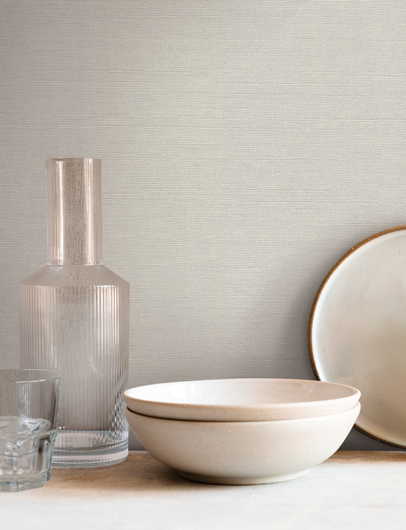 York Wallcoverings Signature Textures Resource Library Shimmering Linen Ivory Wallpaper Transitional Textures Whites and Off-Whites   - SI24373