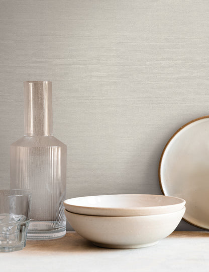 York Wallcoverings Signature Textures Resource Library Shimmering Linen Ivory Wallpaper Transitional Textures Whites and Off-Whites   - SI24373
