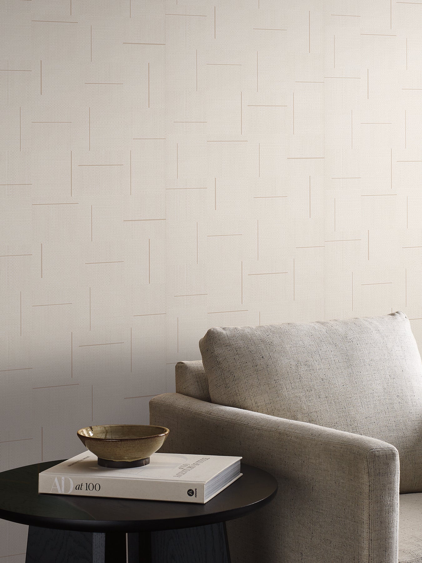 York Wallcoverings Signature Textures Resource Library Geo Block Weave Linen Wallpaper Modern Geometrics Beiges   - SI24900