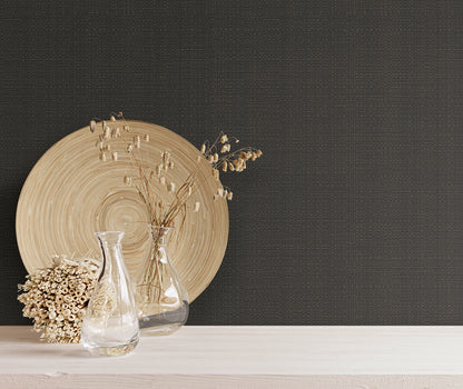 York Wallcoverings Signature Textures Resource Library Bali Basketweave Black Wallpaper Modern Weaves Blacks   - SI24927