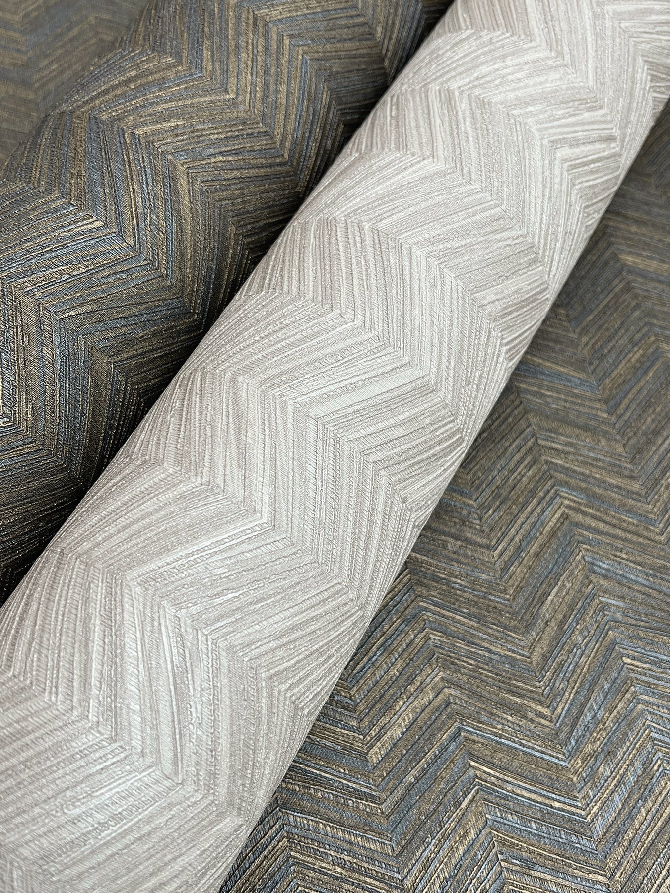 York Wallcoverings Signature Textures Resource Library Raised Chevron Light Grey Wallpaper Modern Chevron and Houndstooth Greys   - SI25360