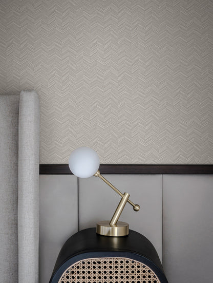 York Wallcoverings Signature Textures Resource Library Raised Chevron Light Grey Wallpaper Modern Chevron and Houndstooth Greys   - SI25360