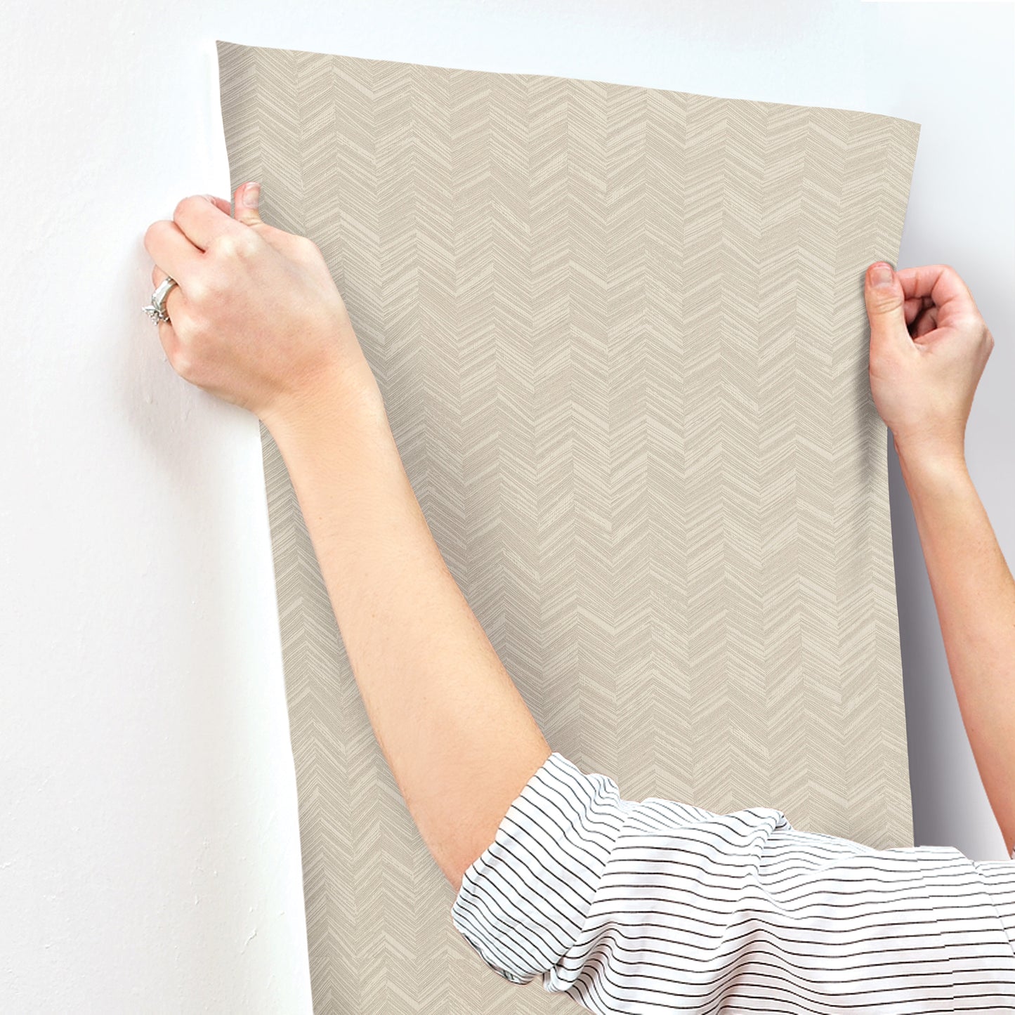 York Wallcoverings Signature Textures Resource Library Raised Chevron Beige Wallpaper Modern Chevron and Houndstooth Beiges   - SI25361