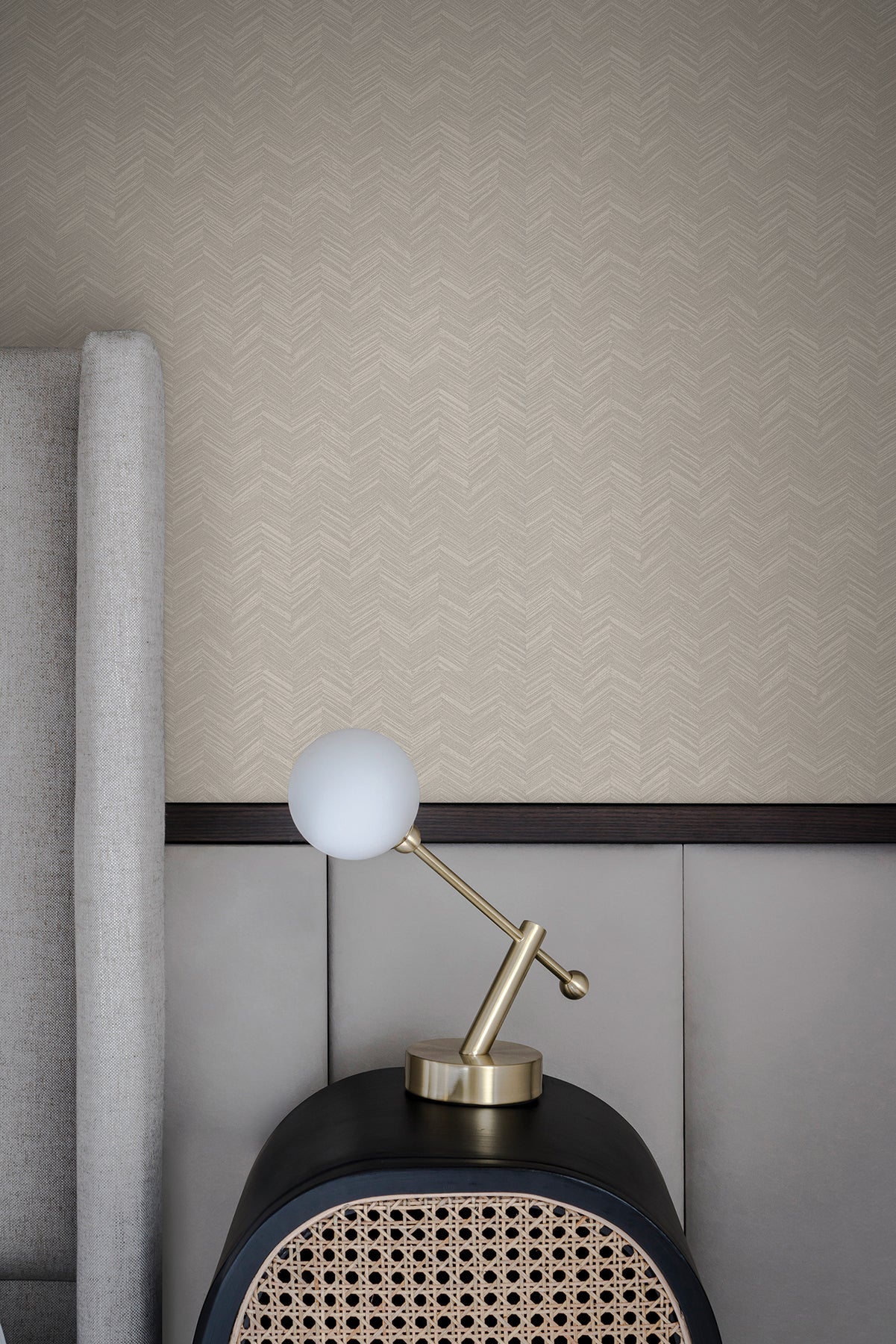 York Wallcoverings Signature Textures Resource Library Raised Chevron Taupe Wallpaper Modern Chevron and Houndstooth Beiges   - SI25362