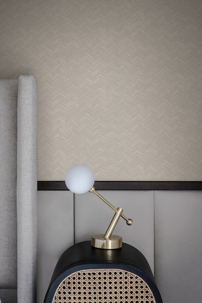 York Wallcoverings Signature Textures Resource Library Raised Chevron Taupe Wallpaper Modern Chevron and Houndstooth Beiges   - SI25362