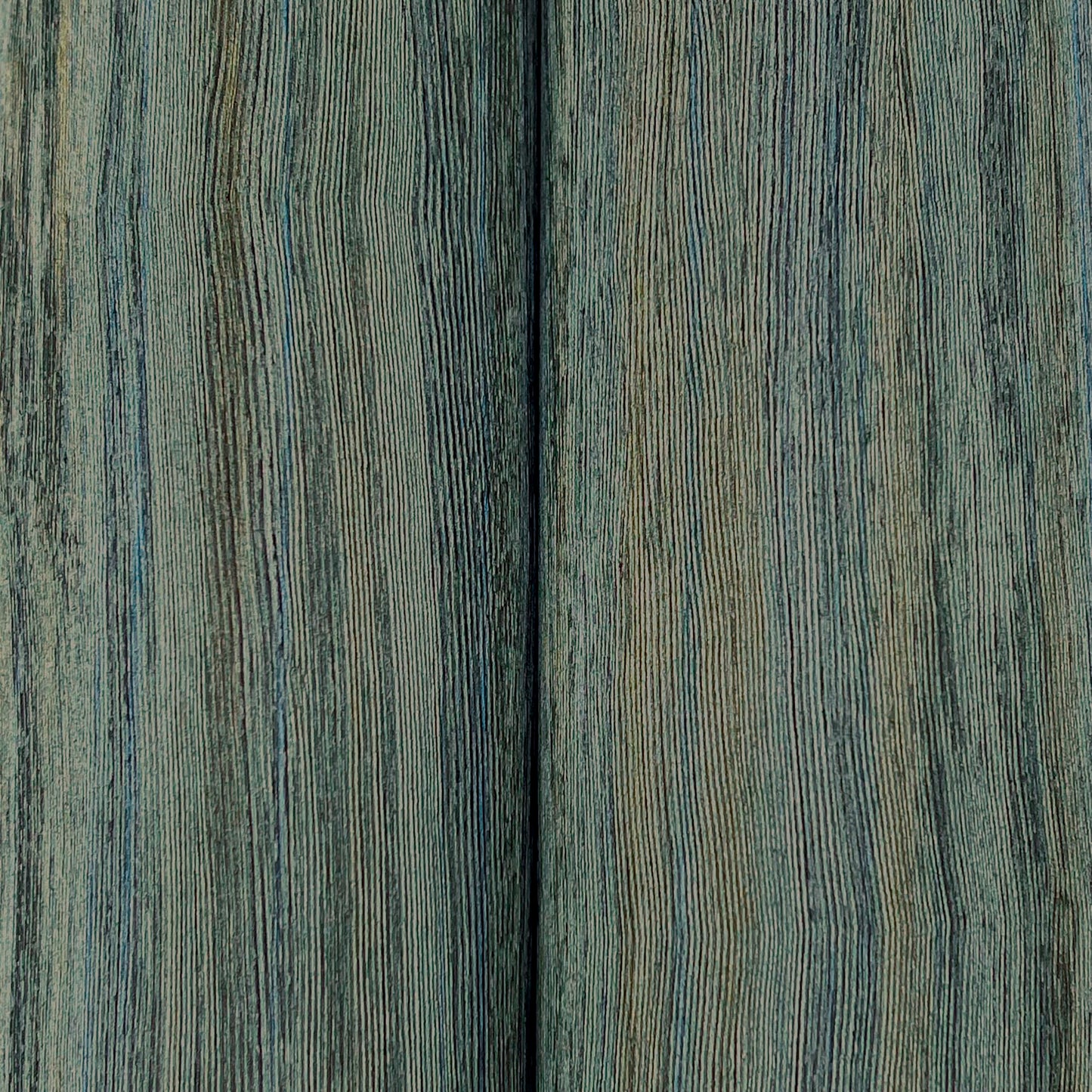 Close-up of teal striped wallpaper texture, showing a linen-like surface and narrow repeating stripes.
