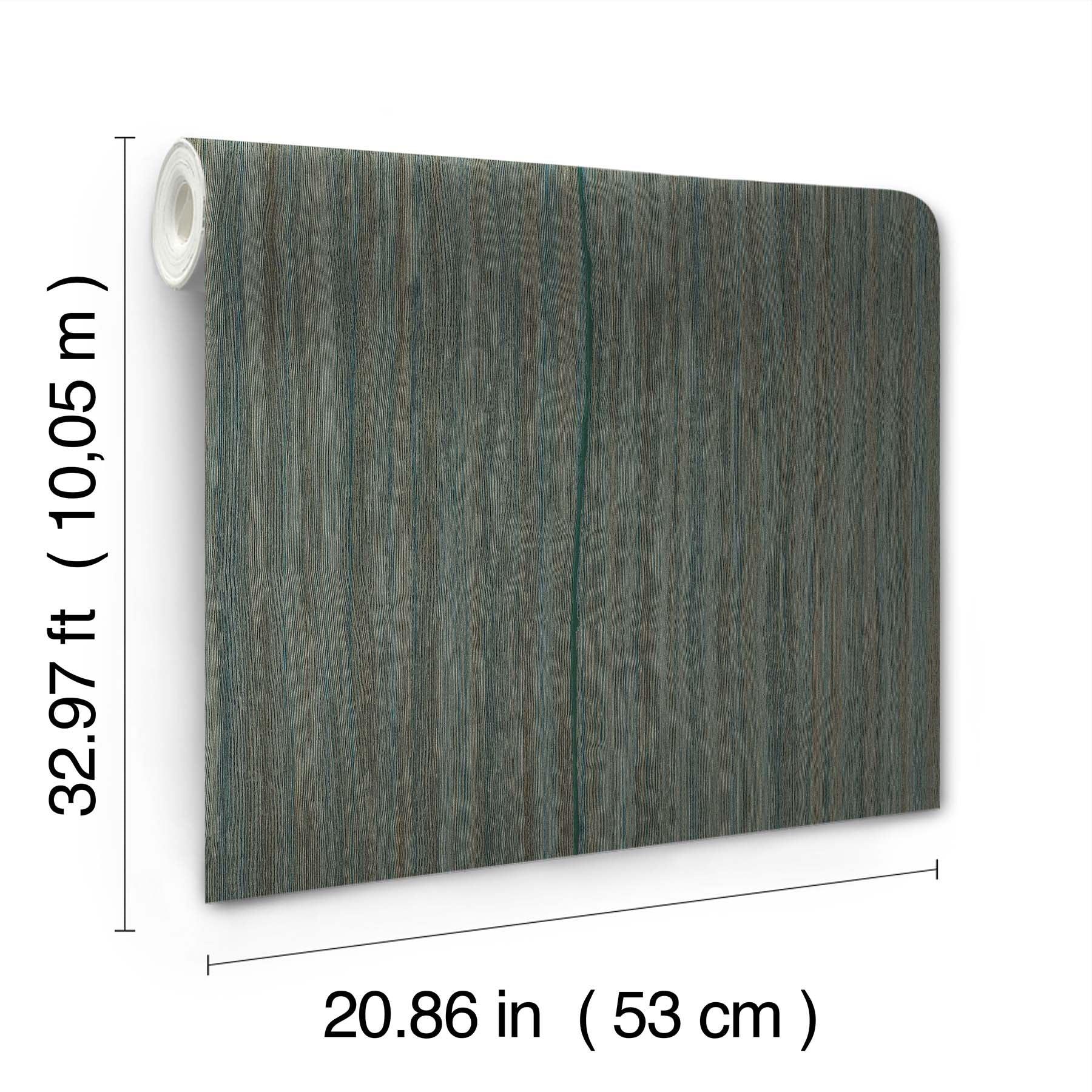 Teal striped wallpaper on a roll, rectangular sheet, 53 cm wide by 10 m long.