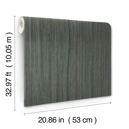 Teal striped wallpaper on a roll, rectangular sheet, 53 cm wide by 10 m long.