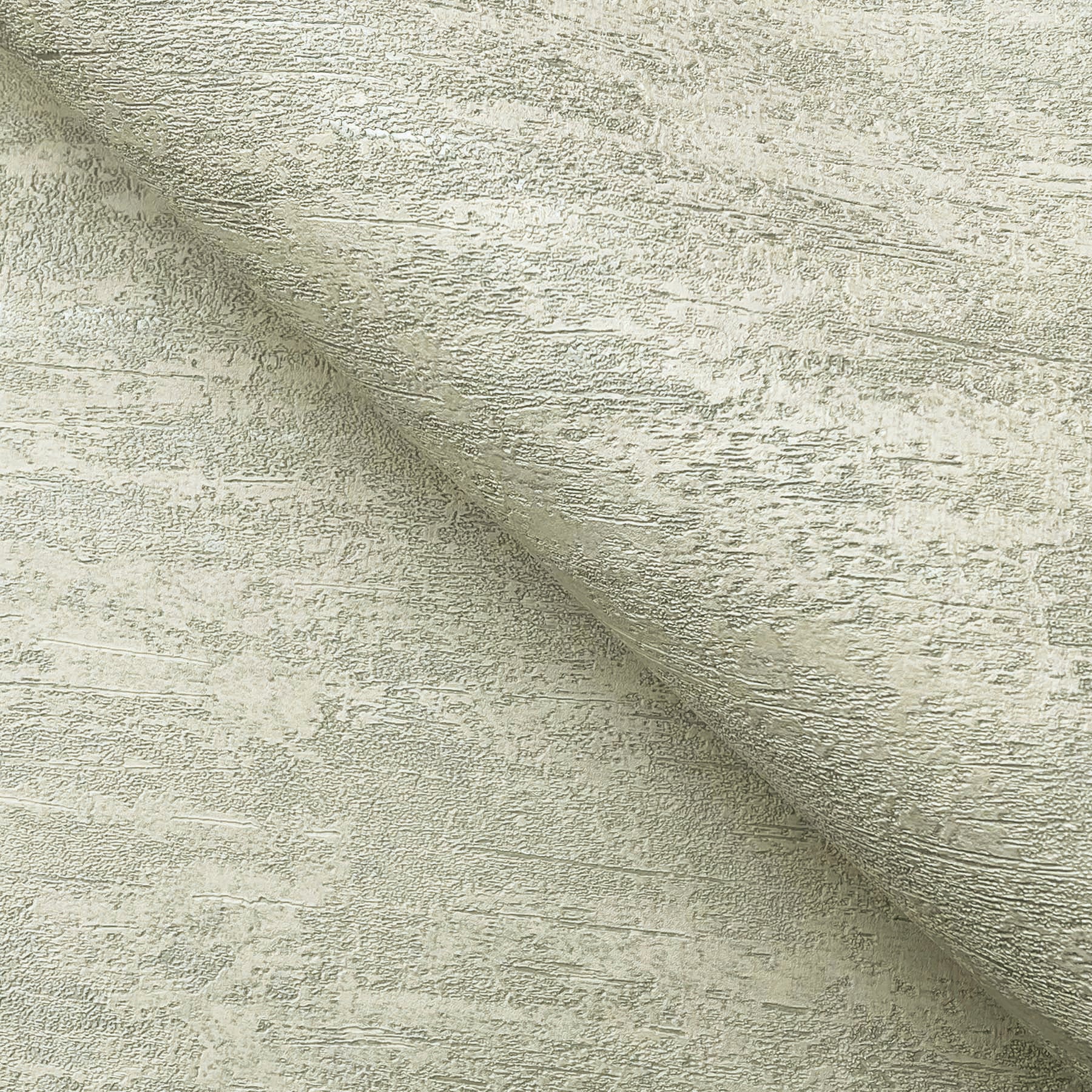 Beige weathered stucco wallpaper texture close-up with a diagonal fold.