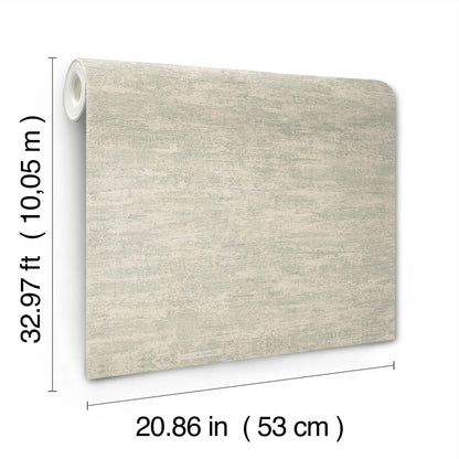 Beige textured wallpaper roll, sheet visible; width 20.86 in (53 cm), length 32.97 ft (10.05 m).