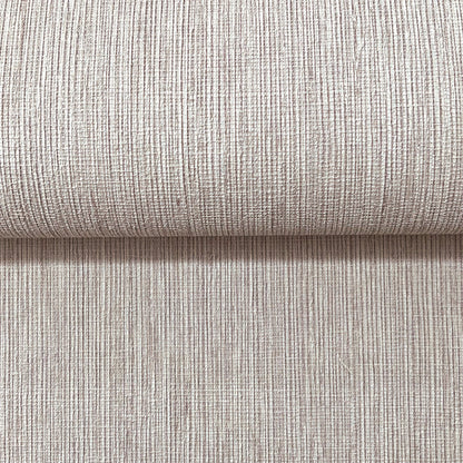 Dove grey wallpaper with a subtle woven texture and a rolled edge.