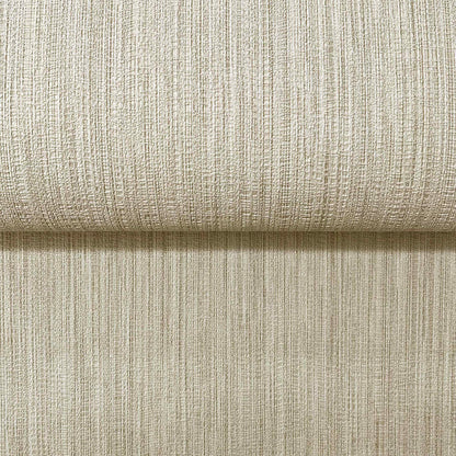 Beige textured upholstery fabric with vertical ribbed weave, rolled edge, ideal for furniture, curtains or cushions.