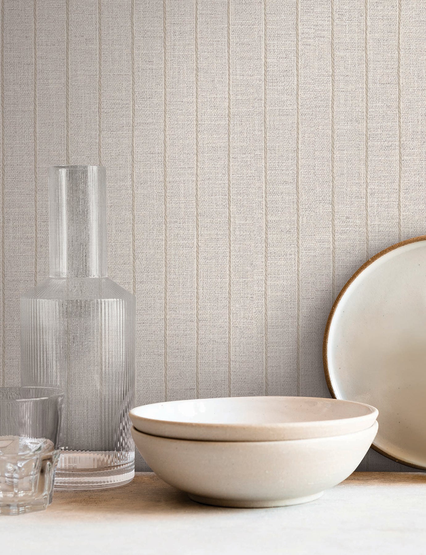 York Wallcoverings York Wallcoverings Cording Stripe Pearl Wallpaper Stripes Traditional Pearl  Wallpaper - SI26121