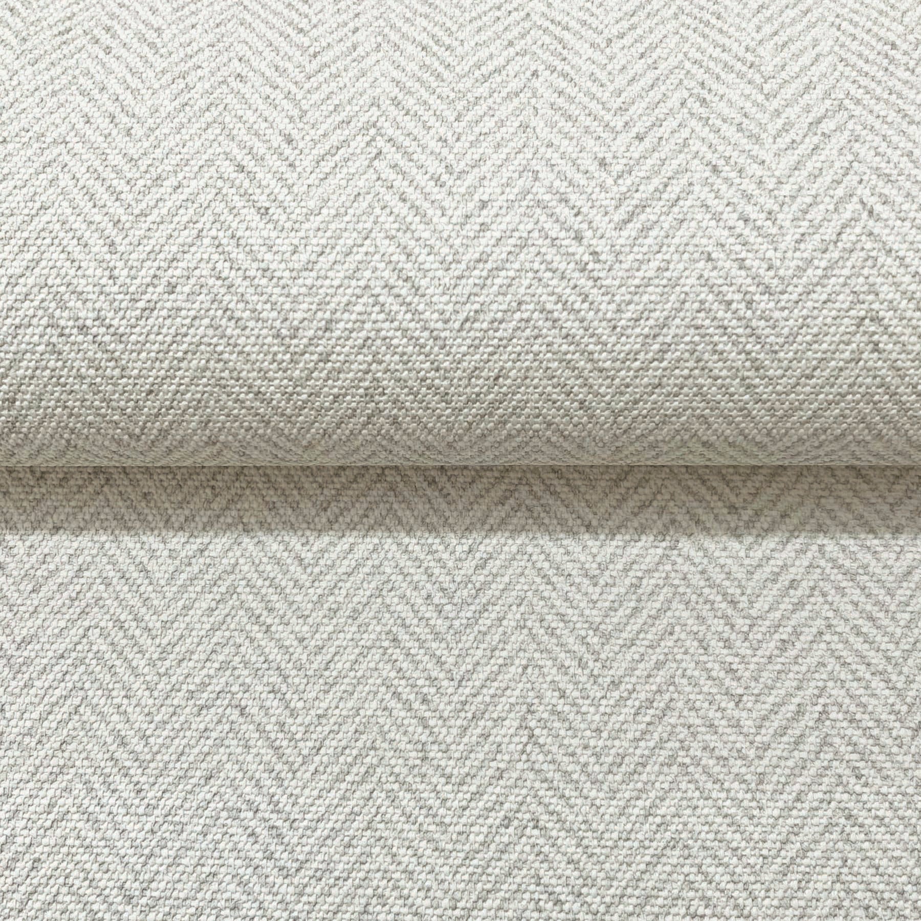 White chevron wallpaper with a subtle woven texture and rolled edge.