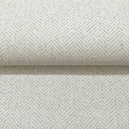 White chevron wallpaper with a subtle woven texture and rolled edge.
