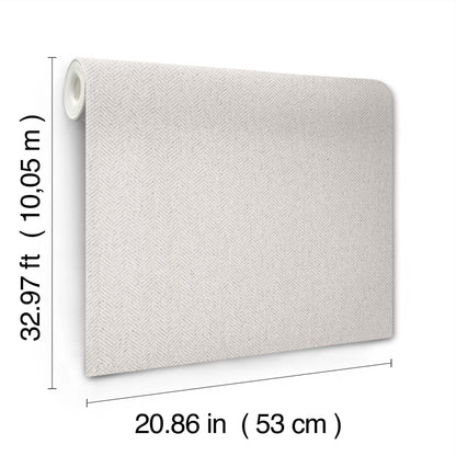 White chevron textured wallpaper panel; rolled sample included; 53 cm wide by 10.05 m long.