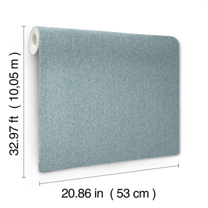 Sky blue chevron wallpaper on a roll; 53 cm wide and 10 m long.