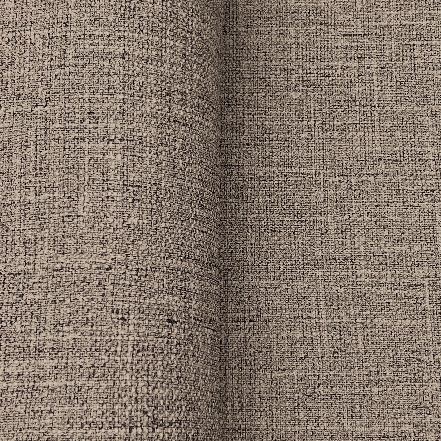 Mushroom beige wallpaper with a textured loom-woven pattern; traditional wall covering.