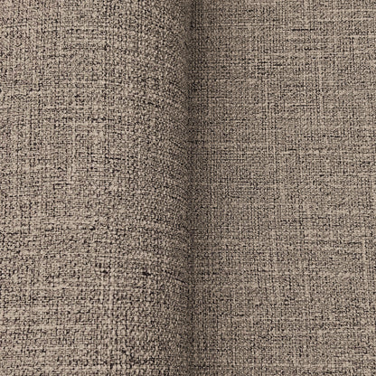 Mushroom beige wallpaper with a textured loom-woven pattern; traditional wall covering.