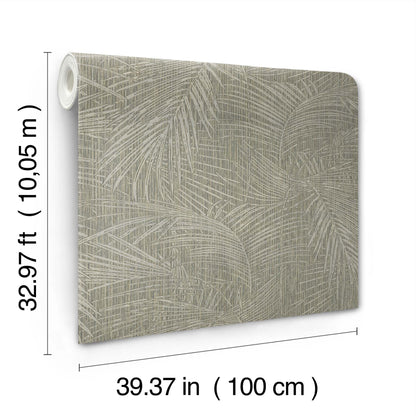 York Wallcoverings York Wallcoverings Della Palm Dark Taupe Wallpaper Bohemian Tropical Dark Taupe  Wallpaper - SI50612