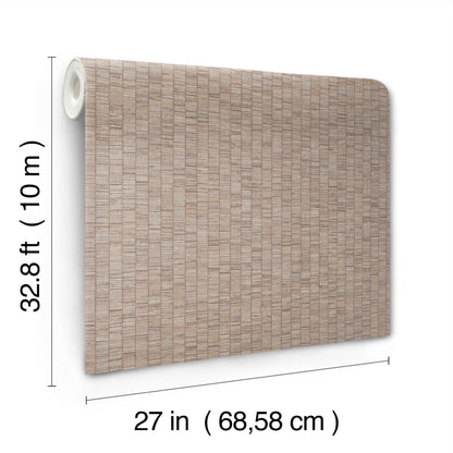 Taupe wallpaper roll with grey stripes, 27in wide by 32.8ft long.