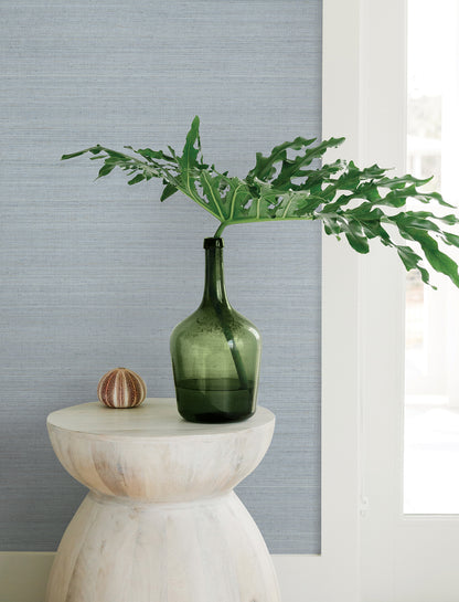 York Wallcoverings Signature Textures Resource Library Milano Silk Ocean Wallpaper Traditional Solids Blues   - SI6850