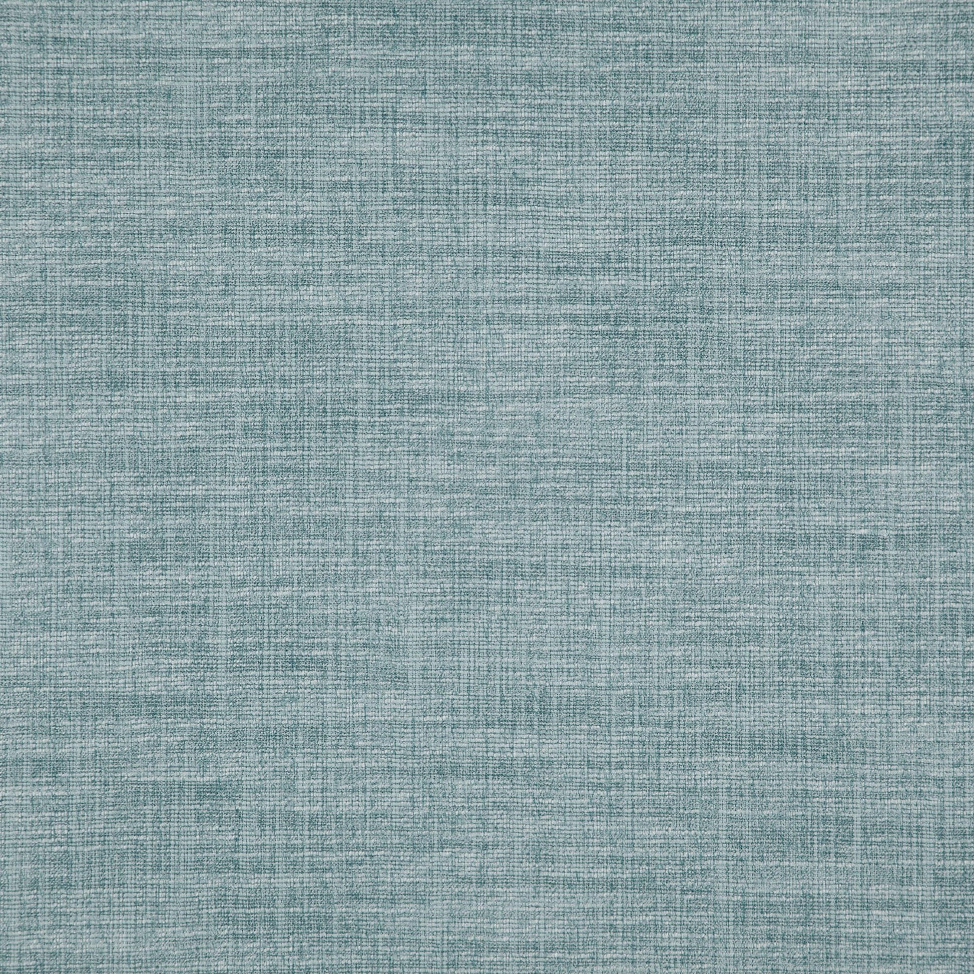 Close-up of teal blue linen-textured woven fabric with a subtle crosshatch texture.