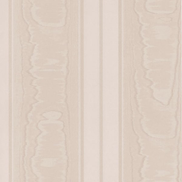 Pink striped wallpaper with subtle vertical bands and faint damask texture.