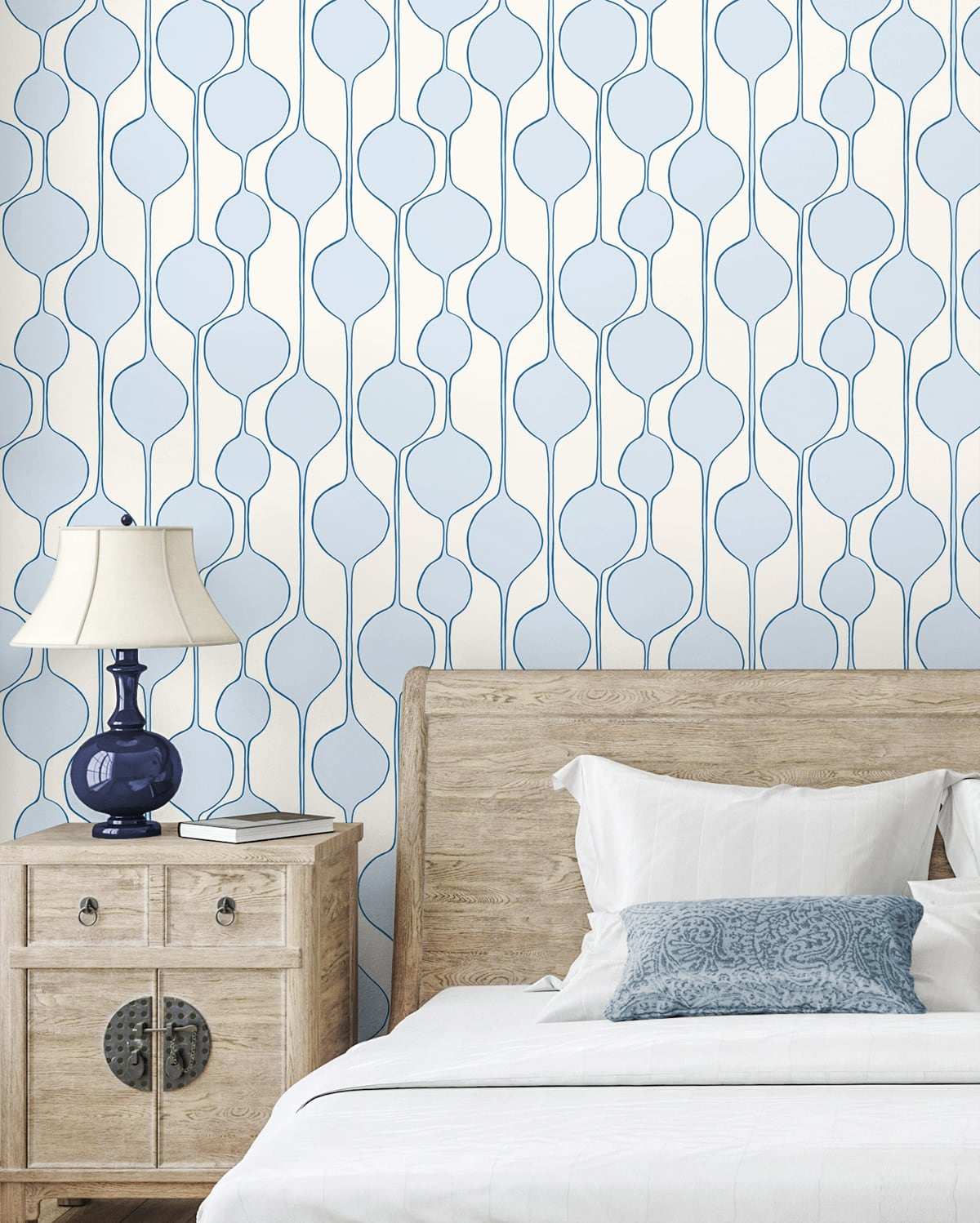 Seabrook Designs The Simple Life Minimalist Geometric Geometric Contemporary Blue Matte  - SL80102