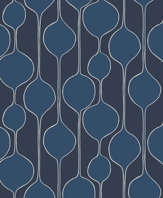 Seabrook Designs The Simple Life Minimalist Geometric Geometric Contemporary Blue Matte Sidewall - SL80112