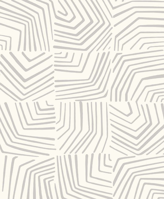 Seabrook Designs The Simple Life Linework Maze Geometric Contemporary Grey Matte Sidewall - SL80208